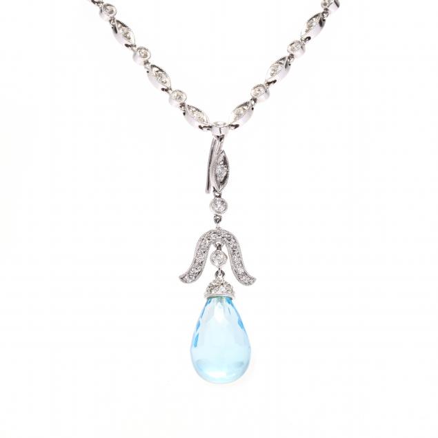 white-gold-and-diamond-necklace-with-topaz-enhancer