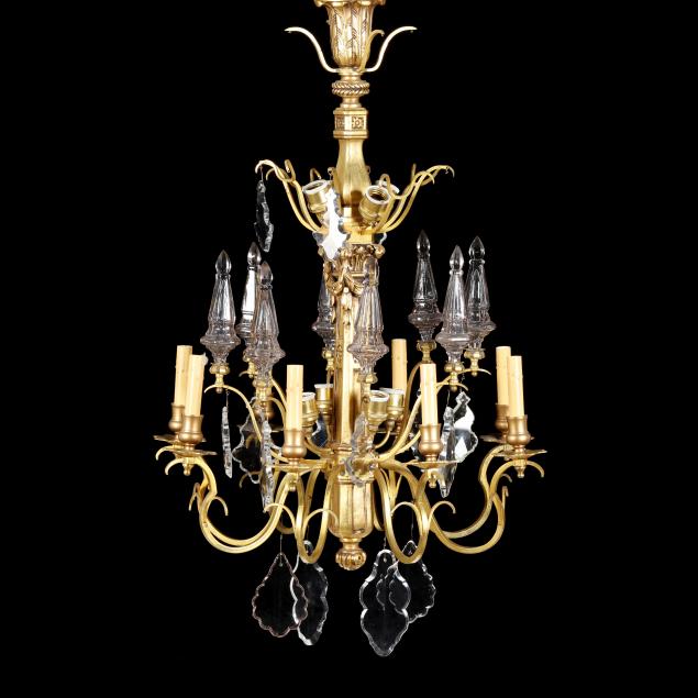 neoclassical-style-gilt-sixteen-light-drop-prism-chandelier