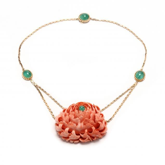 gold-and-gem-set-carved-coral-necklace