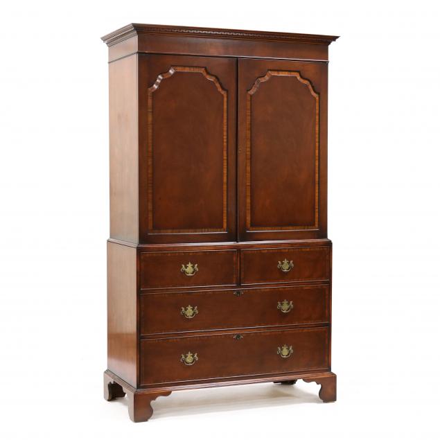 georgian-style-banded-mahogany-linen-press-entertainment-center