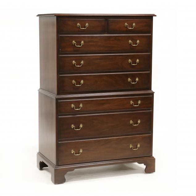 henkel-harris-chippendale-style-mahogany-semi-tall-chest-of-drawers