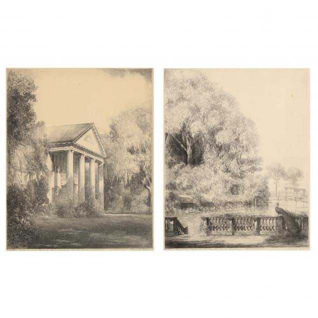 louis-orr-american-1879-1961-two-north-carolina-etchings-picturing-orton-plantation