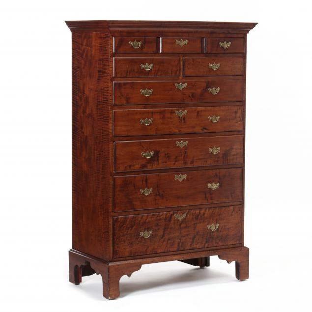 new-england-chippendale-tiger-maple-tall-chest-of-drawers