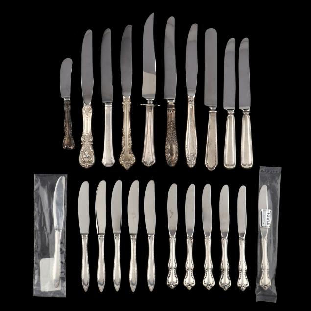 a-grouping-of-american-sterling-silver-knives