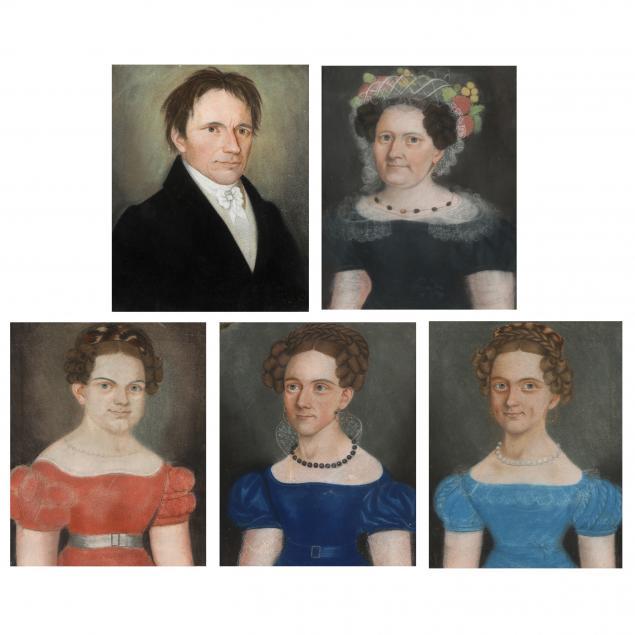 a-suite-of-five-biedermeier-style-identified-family-portraits