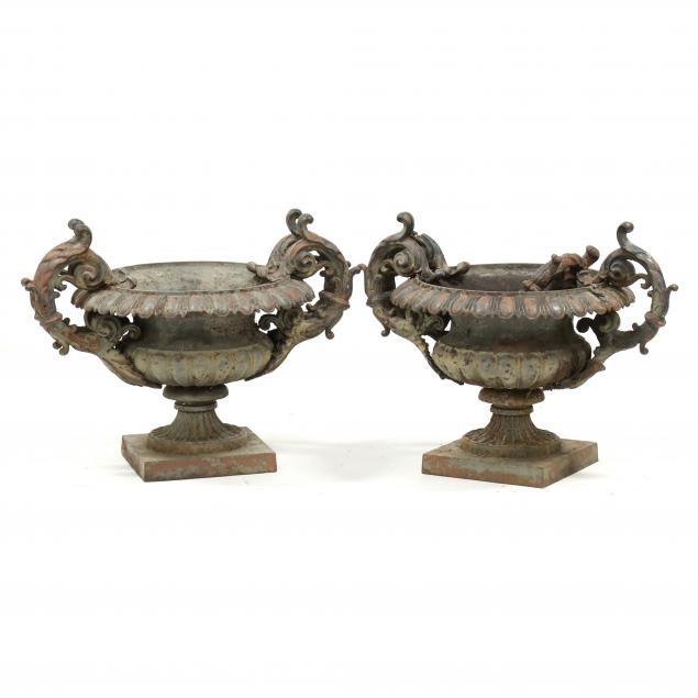 pair-of-victorian-double-handled-cast-iron-garden-urns