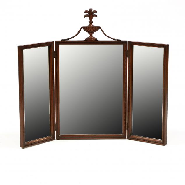 neoclassical-style-carved-mahogany-triptych-dressing-mirror