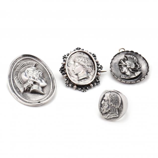 four-pieces-of-sterling-silver-medallion-jewelry