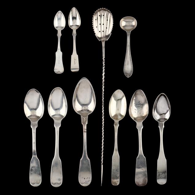 a-grouping-of-ten-coin-silver-spoons
