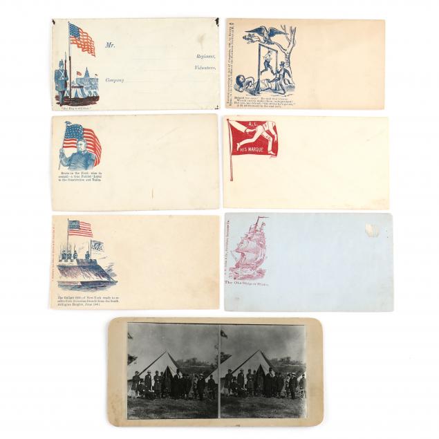 stereoview-of-lincoln-at-antietam-and-six-union-patriotic-postal-covers