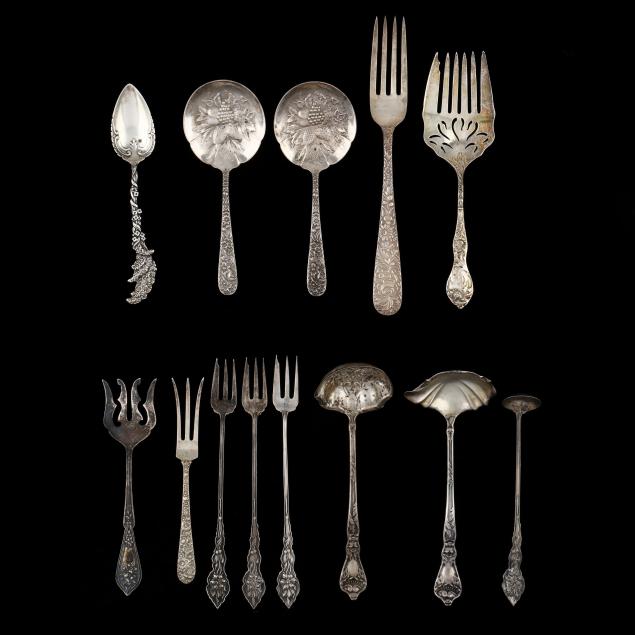 a-grouping-of-american-sterling-silver-floral-theme-flatware
