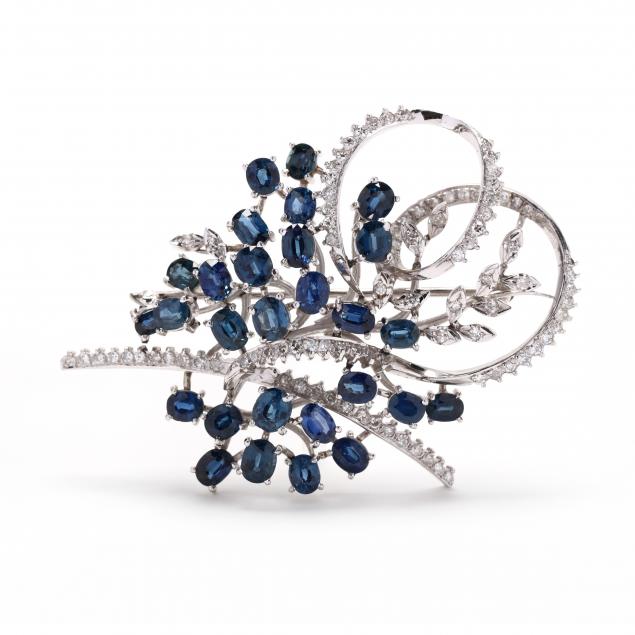 white-gold-sapphire-and-diamond-brooch