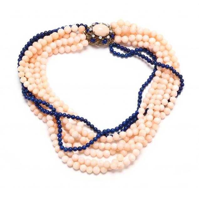 coral-lapis-and-diamond-torsade-necklace