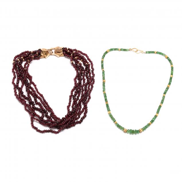 two-gemstone-bead-necklaces