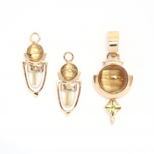 gold-and-gem-set-pendant-and-earring-jackets-signed