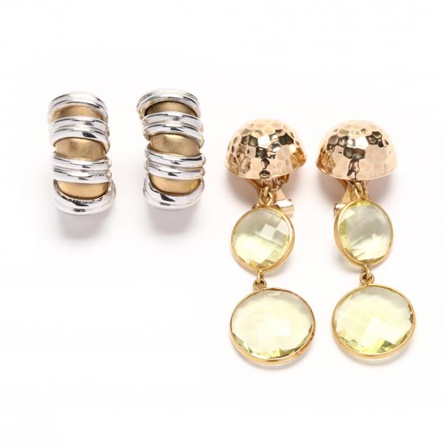 two-pairs-of-gold-earrings