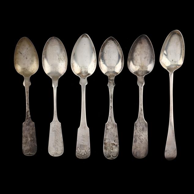 a-grouping-of-six-american-coin-silver-tablespoons
