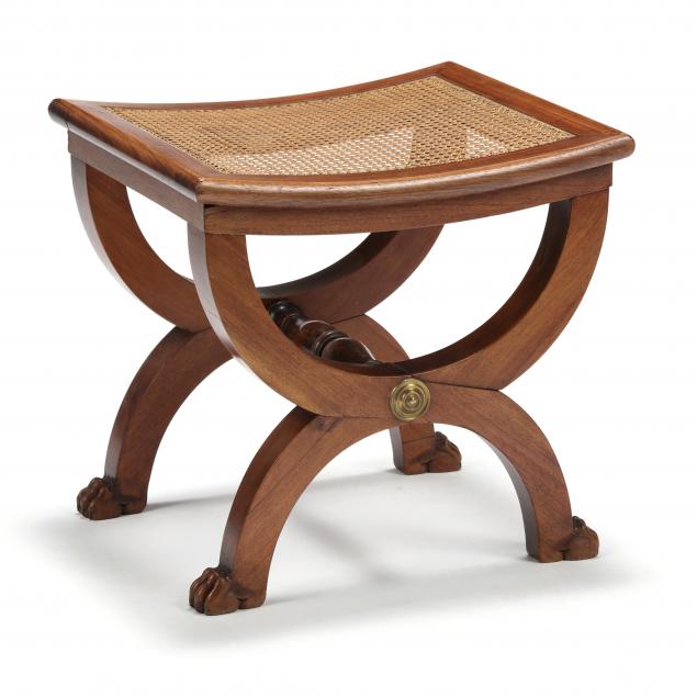 directoire-style-mahogany-curule-caned-stool