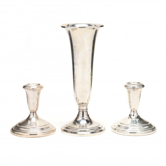 a-sterling-silver-vase-and-pair-of-low-candlesticks