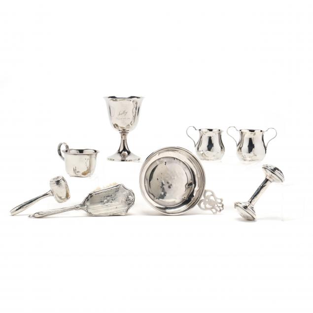 a-grouping-of-eight-sterling-silver-baby-gifts