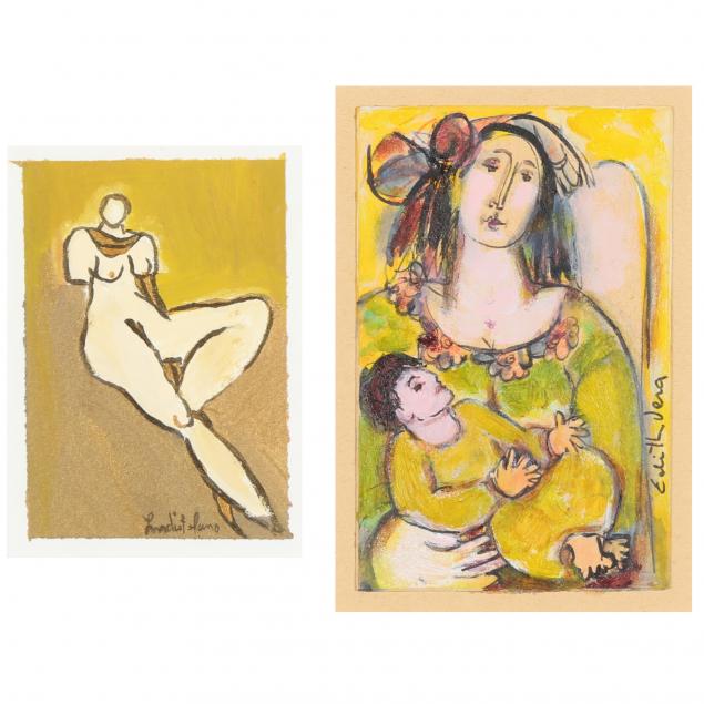 two-artist-signed-figural-works-on-paper