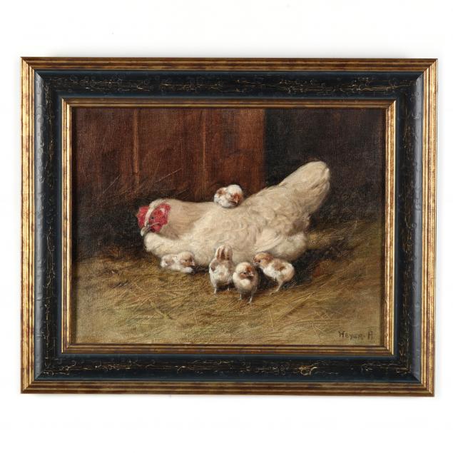 arthur-heyer-german-1872-1931-hen-with-chicks