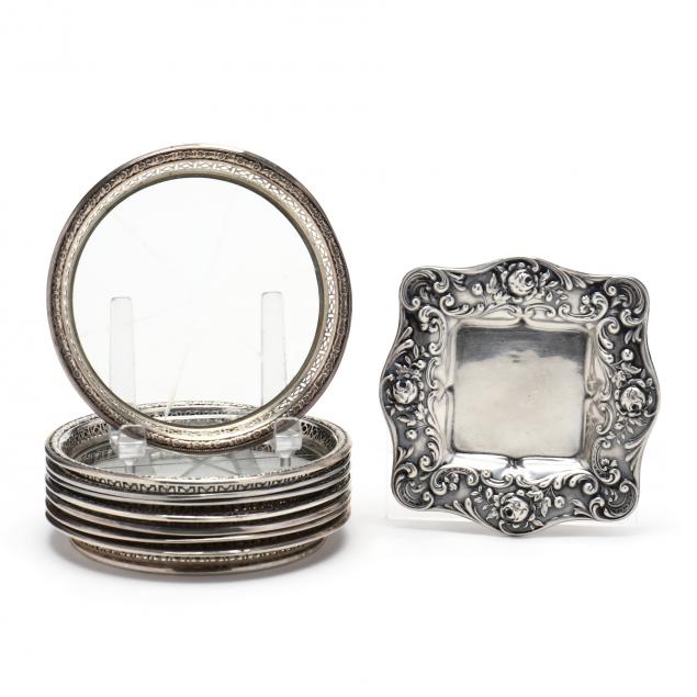 a-sterling-silver-pin-dish-and-set-of-coasters