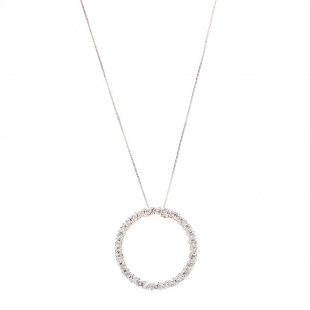 bi-color-gold-and-diamond-circle-pendant-necklace