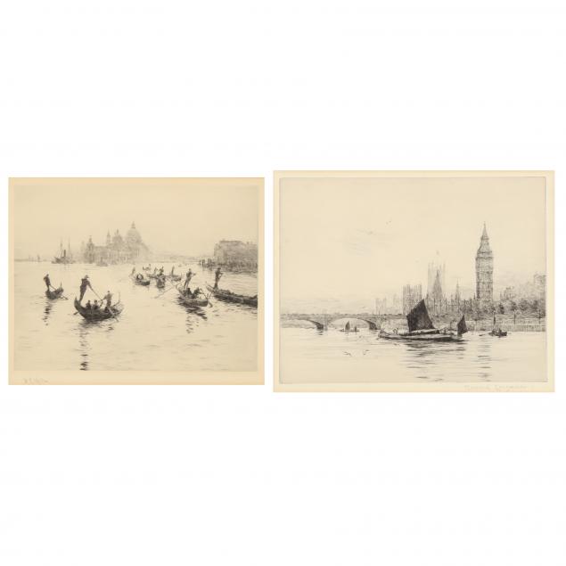 two-antique-english-and-venetian-etchings-rowland-langmaid-and-william-lionel-wyllie