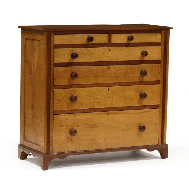 southern-tiger-maple-and-walnut-chest-of-drawers