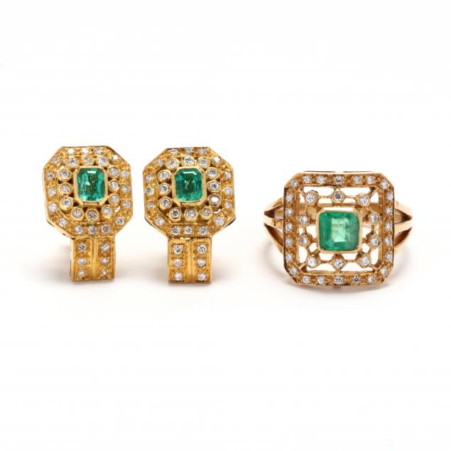 gold-emerald-and-diamond-earrings-and-ring