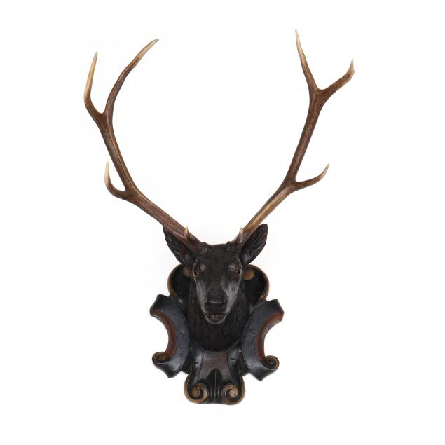 Black Forest Life-Size Carved Wood Elk Mount (Lot 190 - Signature ...