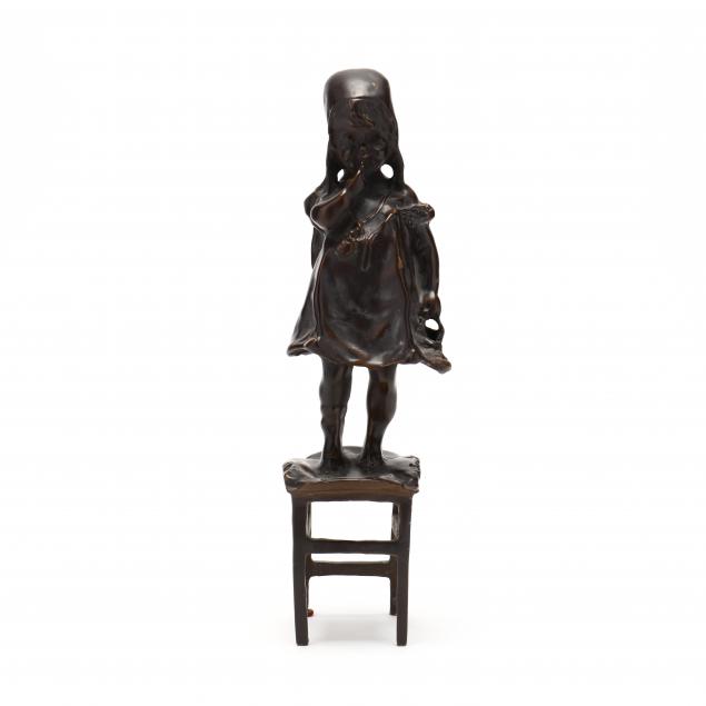 juan-clara-spanish-1875-1958-a-timid-girl-standing-on-a-stool