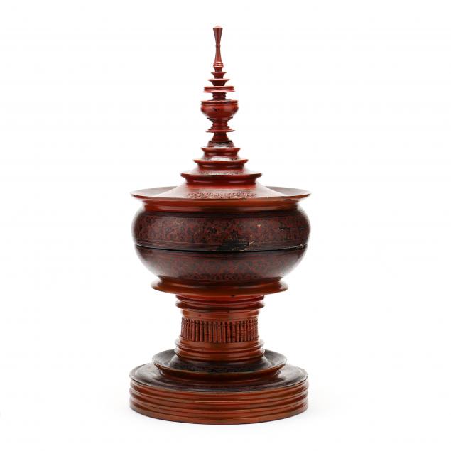 a-burmese-red-lacquered-offering-vessel