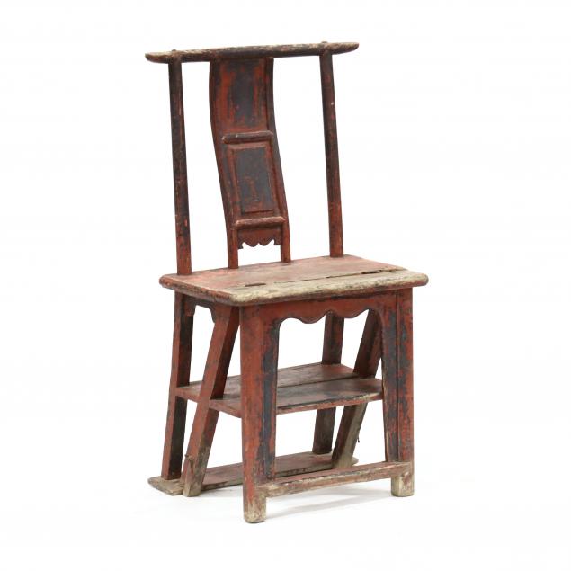 antique-chinese-painted-metamorphic-ladder-chair