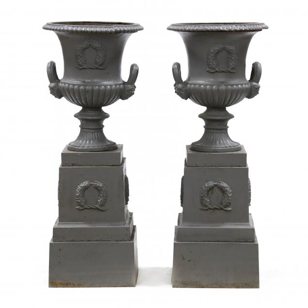 pair-of-classical-style-cast-iron-garden-urns