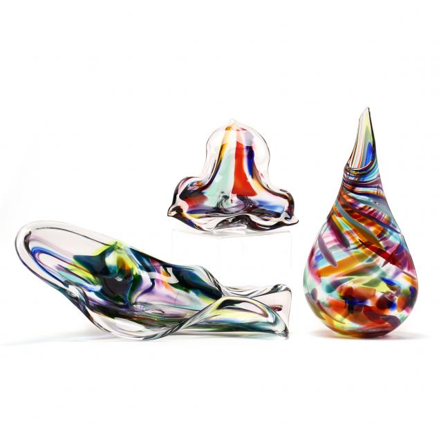 three-pieces-of-contemporary-studio-art-glass-signed