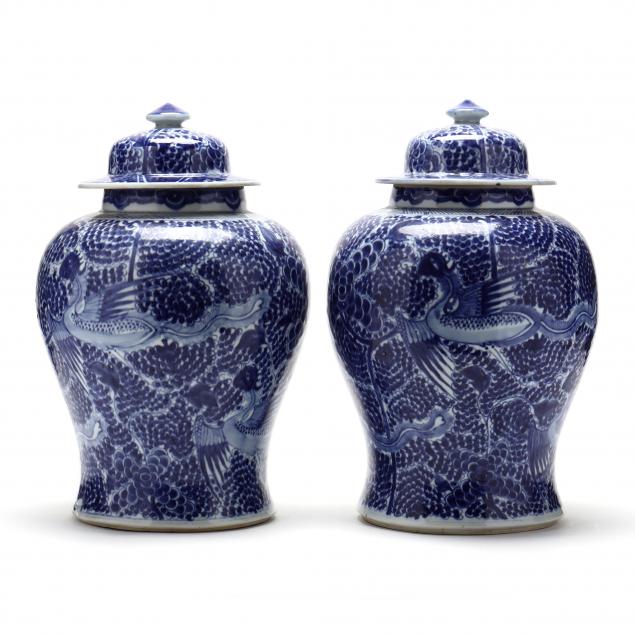 a-pair-of-chinese-blue-and-white-porcelain-temple-jars-with-phoenix