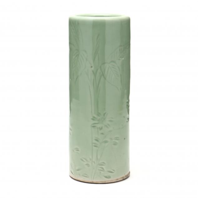 a-chinese-celadon-glazed-porcelain-cylinder-vase