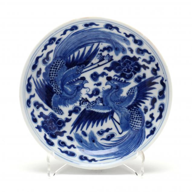 a-chinese-porcelain-blue-and-white-phoenix-dish