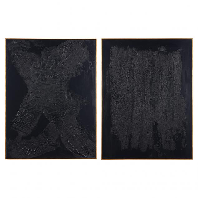 ron-goins-nc-b-1954-pair-of-black-on-black-abstract-paintings