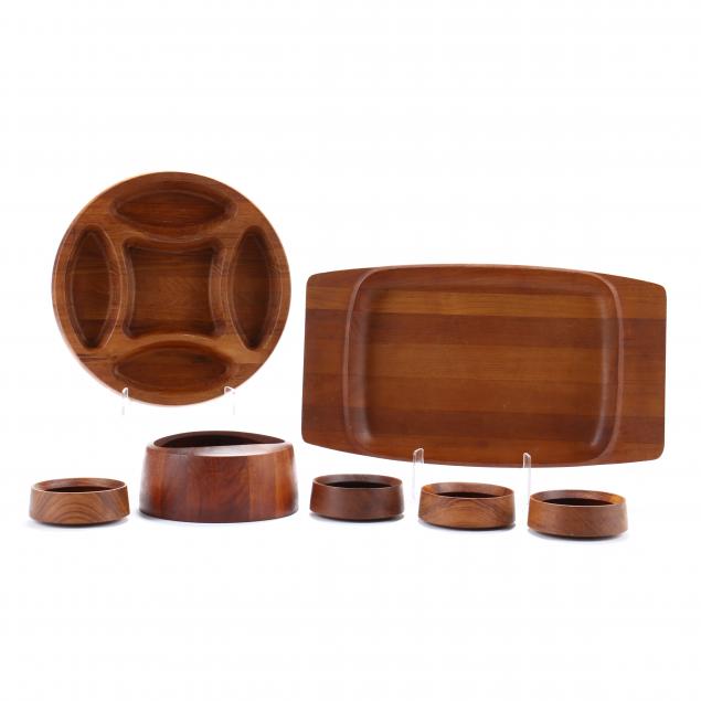 dansk-a-grouping-of-teak-serving-trays-and-bowls