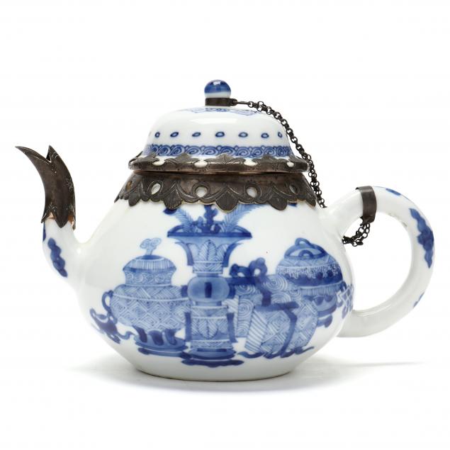 a-chinese-porcelain-blue-and-white-teapot-with-silver-mounts
