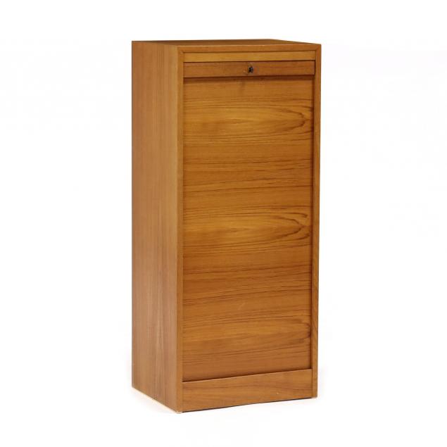 danish-modern-teak-tambour-door-filing-cabinet