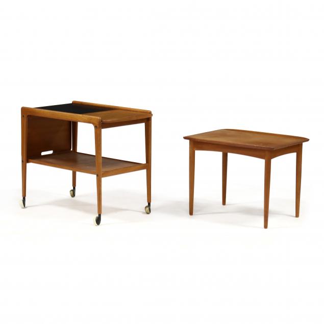 danish-modern-teak-bar-cart-and-side-table