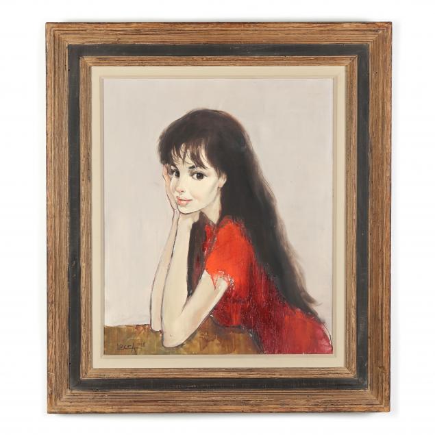 bernard-locca-french-1926-1997-young-woman-in-red