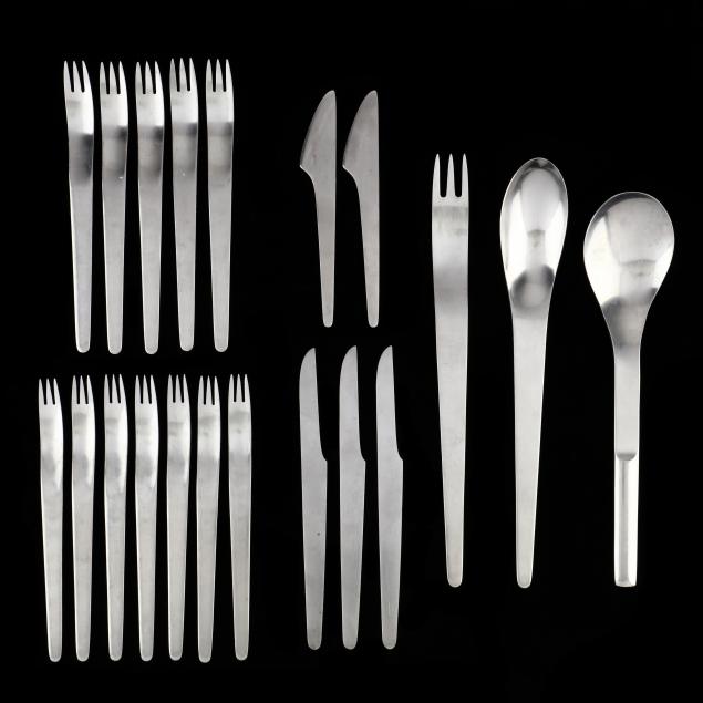 arne-jacobsen-for-anton-michelson-20-pieces-stainless-flatware