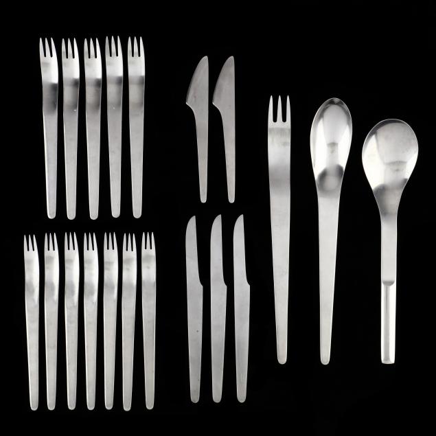 arne-jacobsen-for-anton-michelson-20-pieces-stainless-flatware