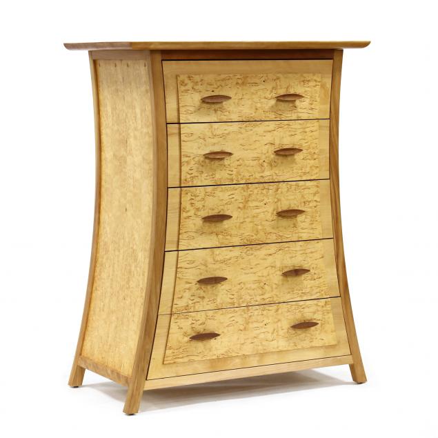 american-craft-organic-shaped-tall-chest-of-drawers