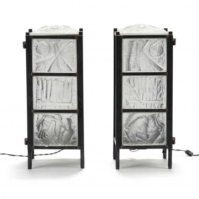 contemporary-studio-craft-glass-and-steel-lanterns